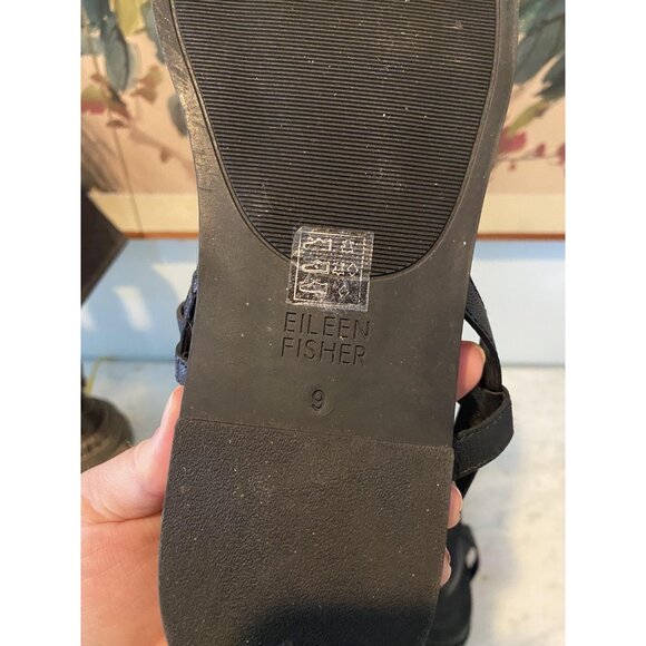 Eileen Fisher Demo Shoes Womens Size 9 Leather Sandals Flat Comfort Minimalis - Picture 6 of 6